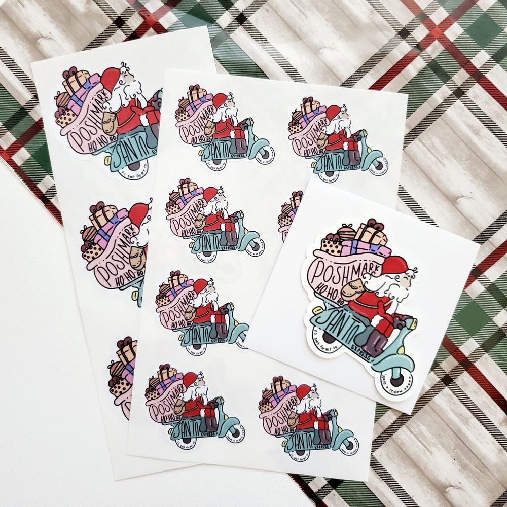 LB083 STICKERS Custom Poshmark Stickers Personalizable Santa Express Ho Ho Ho - Picture 4 of 6